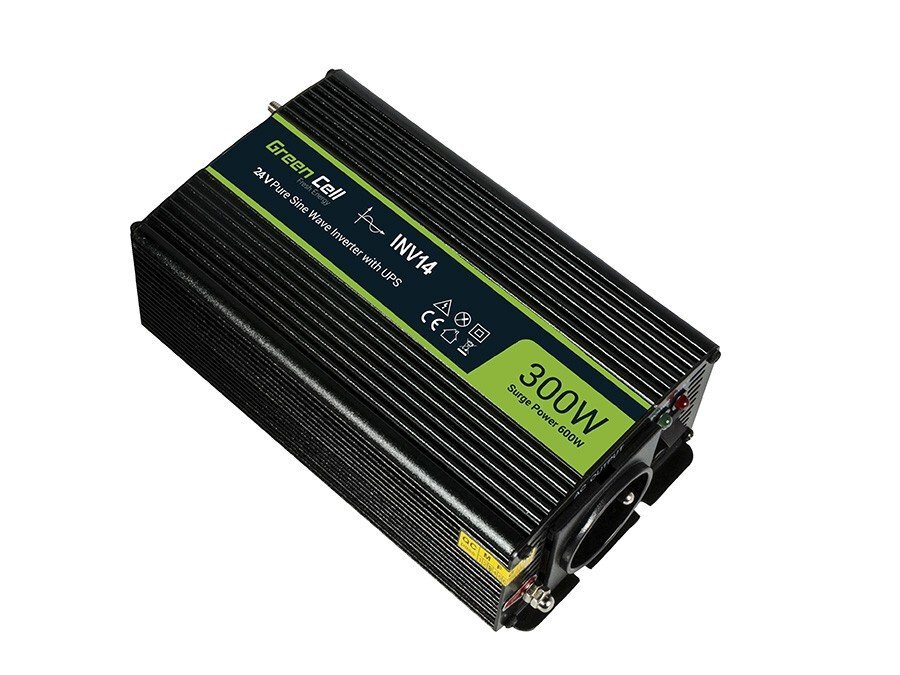 Green Cell Power Invertteri 24V - 230V 300W/600W puhdas siniaalto hinta ja tiedot | Muuntimet ja invertterit | hobbyhall.fi