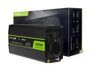 Green Cell Power Inverter 12V - 230V 500W/1000W puhdas siniaalto hinta ja tiedot | Muuntimet ja invertterit | hobbyhall.fi