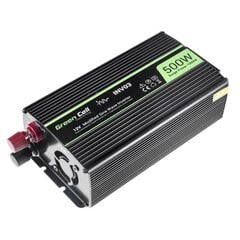 Green Cell Power Invertteri 12V - 230V 500W/1000W modifioitu siniaalto hinta ja tiedot | Muuntimet ja invertterit | hobbyhall.fi