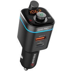 Feegar Q200 PRO FM-modulaattori Bluetooth 5.0 lähetin BT QC 3.0 PD microSD MP3 USB-C 12-24V laturi 42W HD mikrofoni hinta ja tiedot | Feegar Sähköosat ja tarvikkeet | hobbyhall.fi