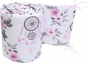 Pehmeä sängynpäällinen Babymam Flowers, 360x30 cm, pinkki/valkoinen hinta ja tiedot | Lasten turvallisuus | hobbyhall.fi