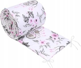 Pehmeä sängynpäällinen Babymam Flowers, 360x30 cm, pinkki/valkoinen hinta ja tiedot | Lasten turvallisuus | hobbyhall.fi