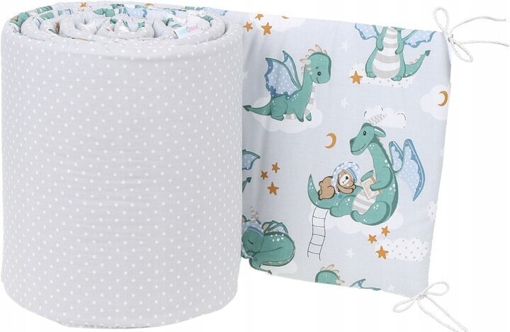 Pehmeä vauvansängyn päällinen Babymam Dragon, 180x30 cm, harmaa/vihreä hinta ja tiedot | Lasten turvallisuus | hobbyhall.fi