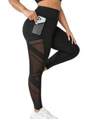 Kontrastiväreillä varustetut leggingit puhelintaskulla, Electronics LV-120385, musta, 1 kpl hinta ja tiedot | Naisten urheiluvaatteet | hobbyhall.fi