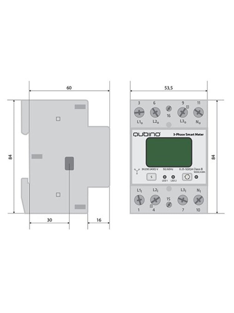 Qubino 3-Phase Smart Meter - Z-Wave älykäs sähkönkulutusmittari hinta ja tiedot | Turvajärjestelmien ohjaimet | hobbyhall.fi