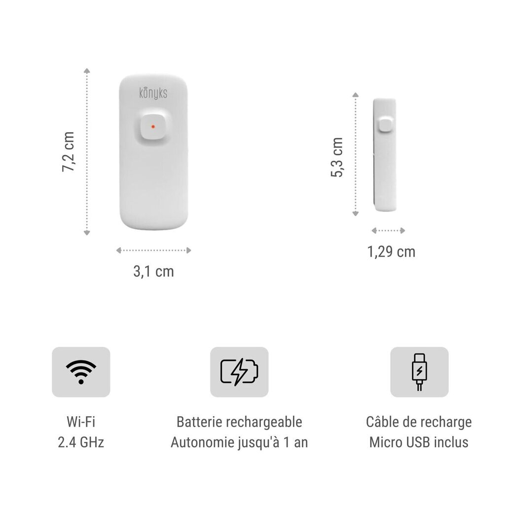 Avoimen oven ja ikkunan ilmaisin Konyks Senso Charge 2 Wi-Fi 2,4 GHz hinta ja tiedot | Valvontakamerat | hobbyhall.fi