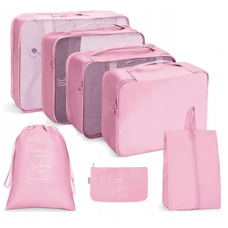 ECARLA Travel Set 7 Pieces - Matkasetti, jossa on 7 hygieniatarvikepussin järjestäjää Pinkki hinta ja tiedot | Matkalaukut ja matkakassit | hobbyhall.fi