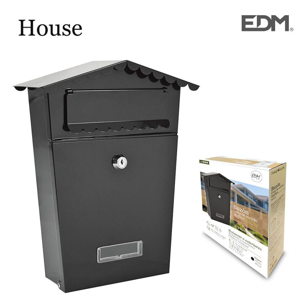 Postilaatikko EDM House Black Steel 8425998858051 hinta ja tiedot | Postilaatikot ja talonumerot | hobbyhall.fi