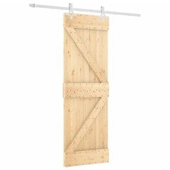 vidaXL Liukuovi laitteistosarjalla, 70x210cm, massiivimäntyä hinta ja tiedot | Sisäovet | hobbyhall.fi