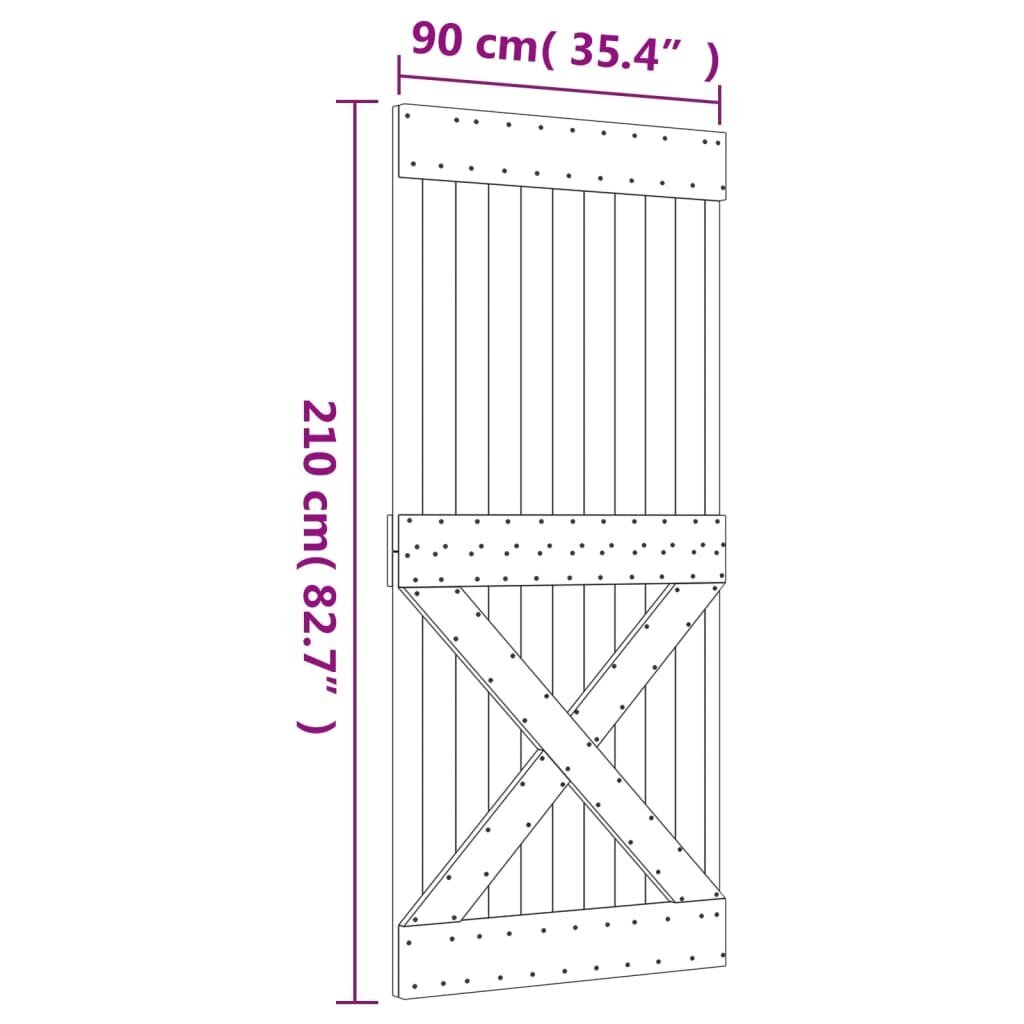 Liukuovi laitteistosarjalla, 90x210cm, massiivimäntyä hinta ja tiedot | Sisäovet | hobbyhall.fi