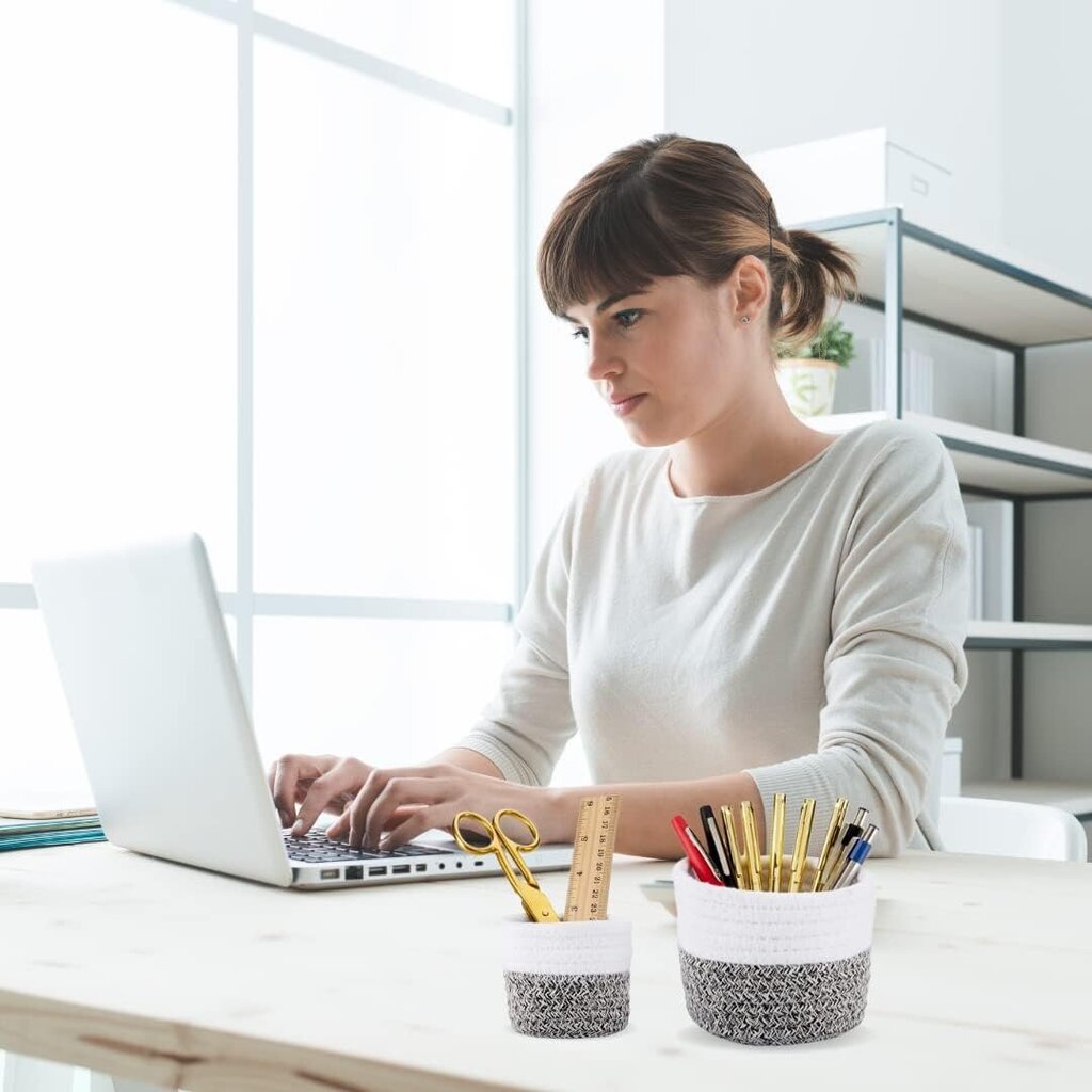 VIVERE Boho Desk Organiser Set of 2 pcs White Grey Multi-functional. hinta ja tiedot | Toimistotarvikkeet | hobbyhall.fi