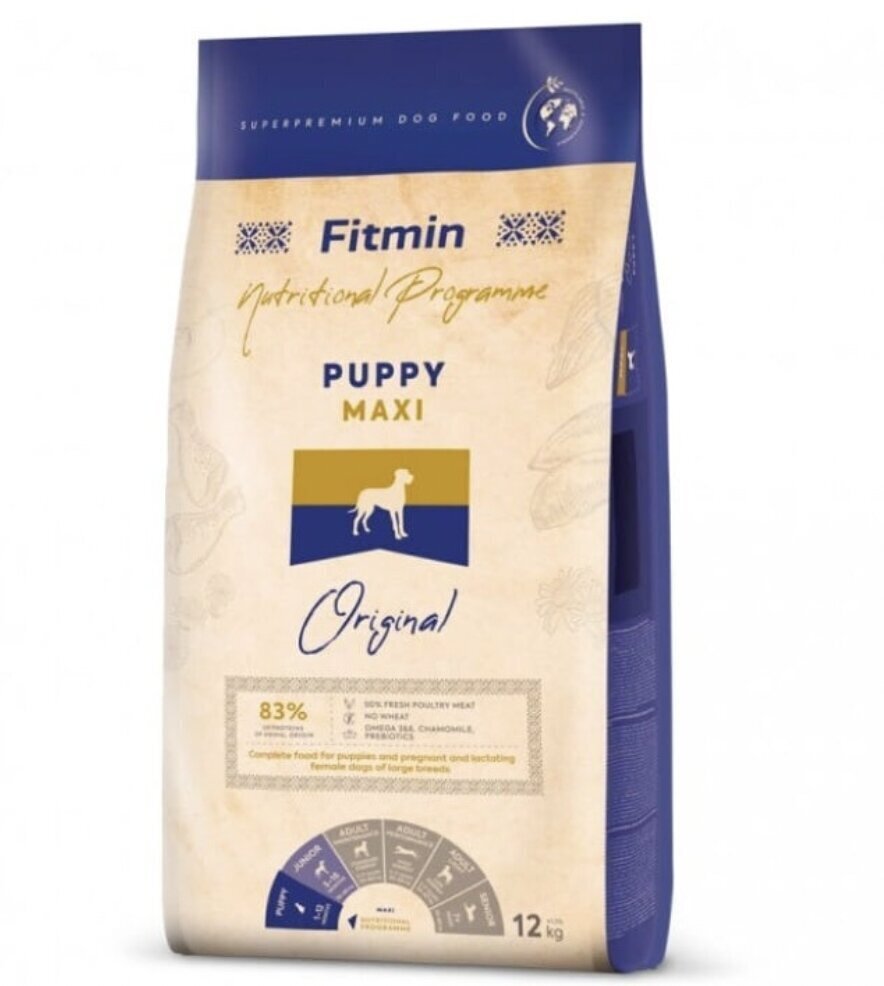 Fitmin Dog Maxi koiranpennun täysravinto siipikarjan kanssa, 12 kg hinta ja tiedot | Koiran kuivaruoka | hobbyhall.fi