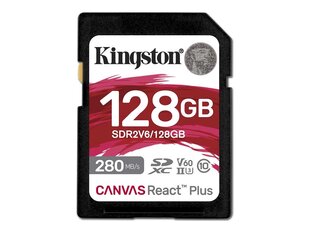 Kingston SD-kortti 128GB React Plus 280|100MB|s U3 V60 hinta ja tiedot | Kameratarvikkeet | hobbyhall.fi