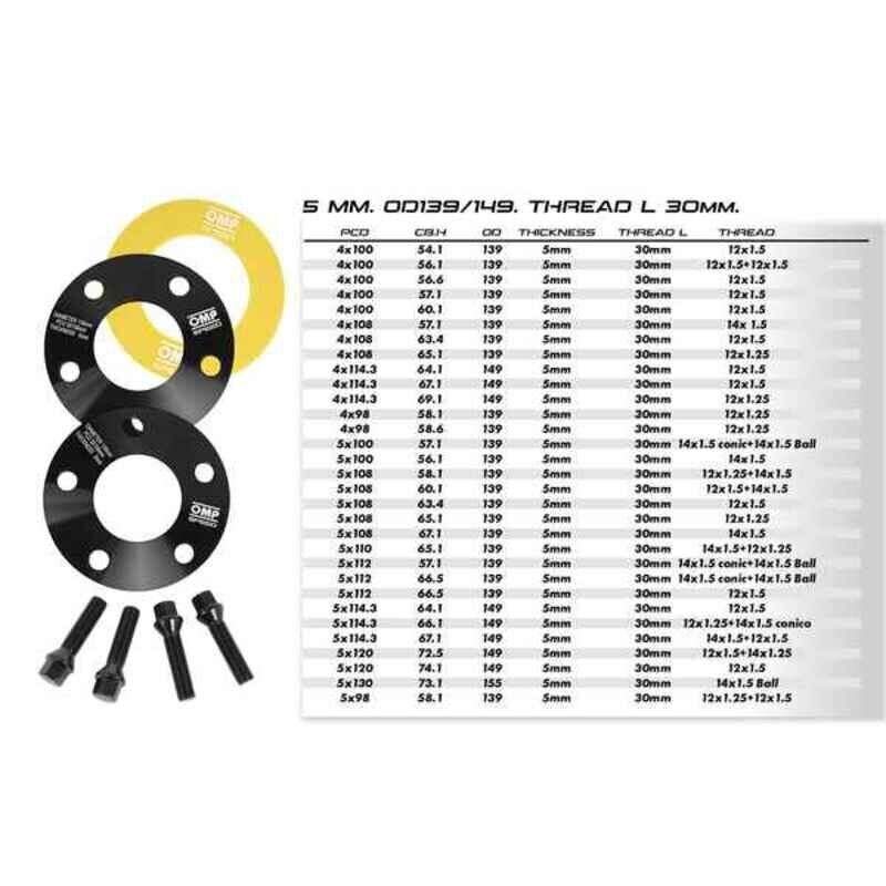 Erotinsetti OMP 5x108 65,1 M12 x 1,25 20 mm hinta ja tiedot | Lisätarvikkeet autoiluun | hobbyhall.fi