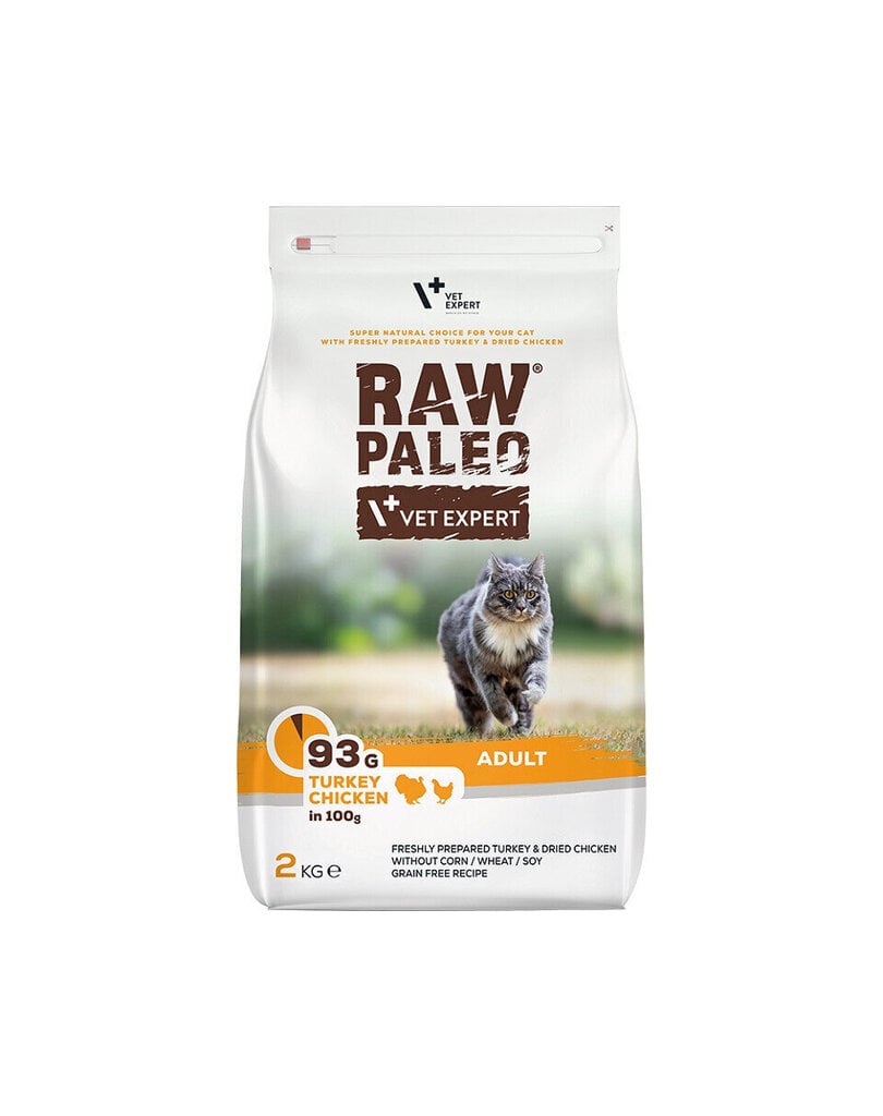 VetExpert Raw Paleo Adult Cat Turkey&Chicken kissan täysravinto, 2 kg hinta ja tiedot | Kissan kuivaruoka | hobbyhall.fi