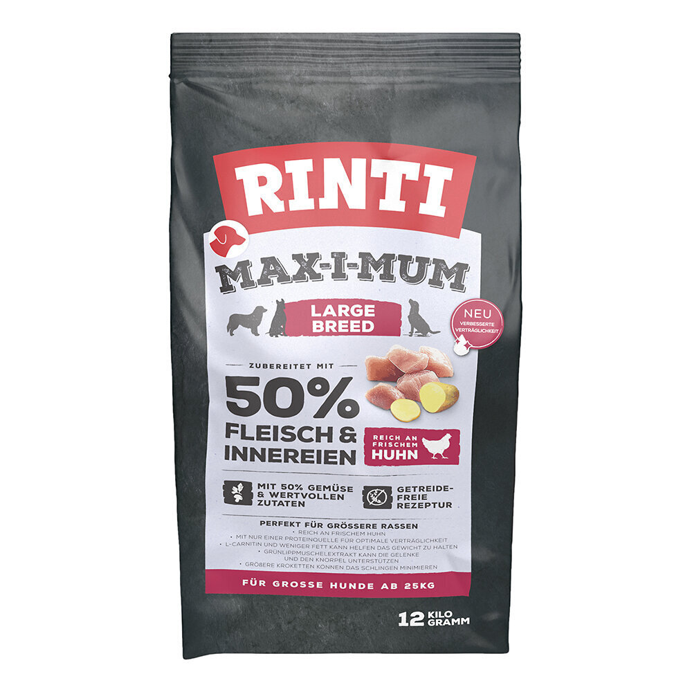 Rinti Max-i-mum Large Breed, kanaa, 12kg hinta ja tiedot | Koiran kuivaruoka | hobbyhall.fi