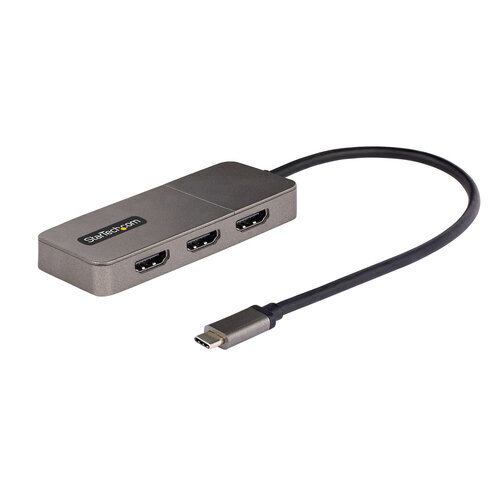 StarTech.com 3-porttinen USB-C MST -keskitin, USB Type-C - 3x HDMI-monimonitorisovitin kannettavalle tietokoneelle, kolminkertainen HDMI jopa 4K 60 Hz w/ DP 1.4 Alt Mode ja DSC, HDR, 30 cm:n kaapeli, USB Väyläkäyttöinen - Multi-Stream Transport Hub (MST14 hinta ja tiedot | Adapterit | hobbyhall.fi