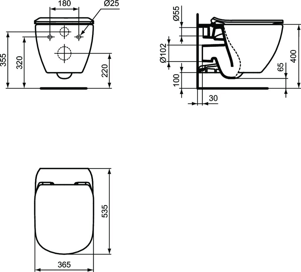 Riippuva wc Ideal Standard Tesi AquaBlade, hitaasti laskeutuva kansi T354601 hinta ja tiedot | WC-istuimet | hobbyhall.fi