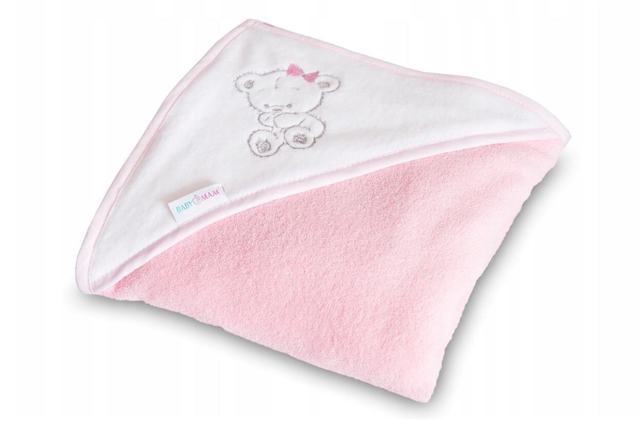 Lasten hupullinen pyyhe Babymam, 100x100 cm, pinkki hinta ja tiedot | Kylpyvälineet | hobbyhall.fi