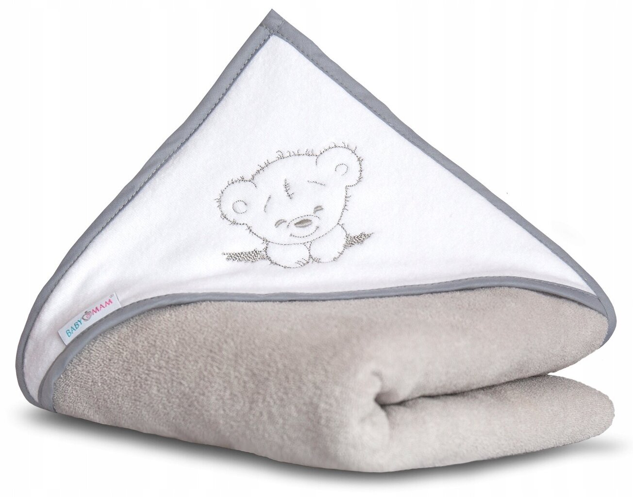 Lasten hupullinen pyyhe Babymam, 100x100 cm, harmaa hinta ja tiedot | Kylpyvälineet | hobbyhall.fi