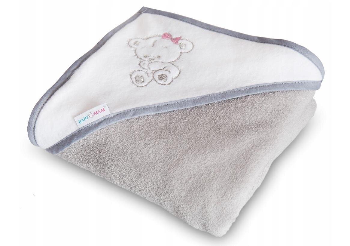 Lasten hupullinen pyyhe Babymam, 100x100 cm, harmaa hinta ja tiedot | Kylpyvälineet | hobbyhall.fi