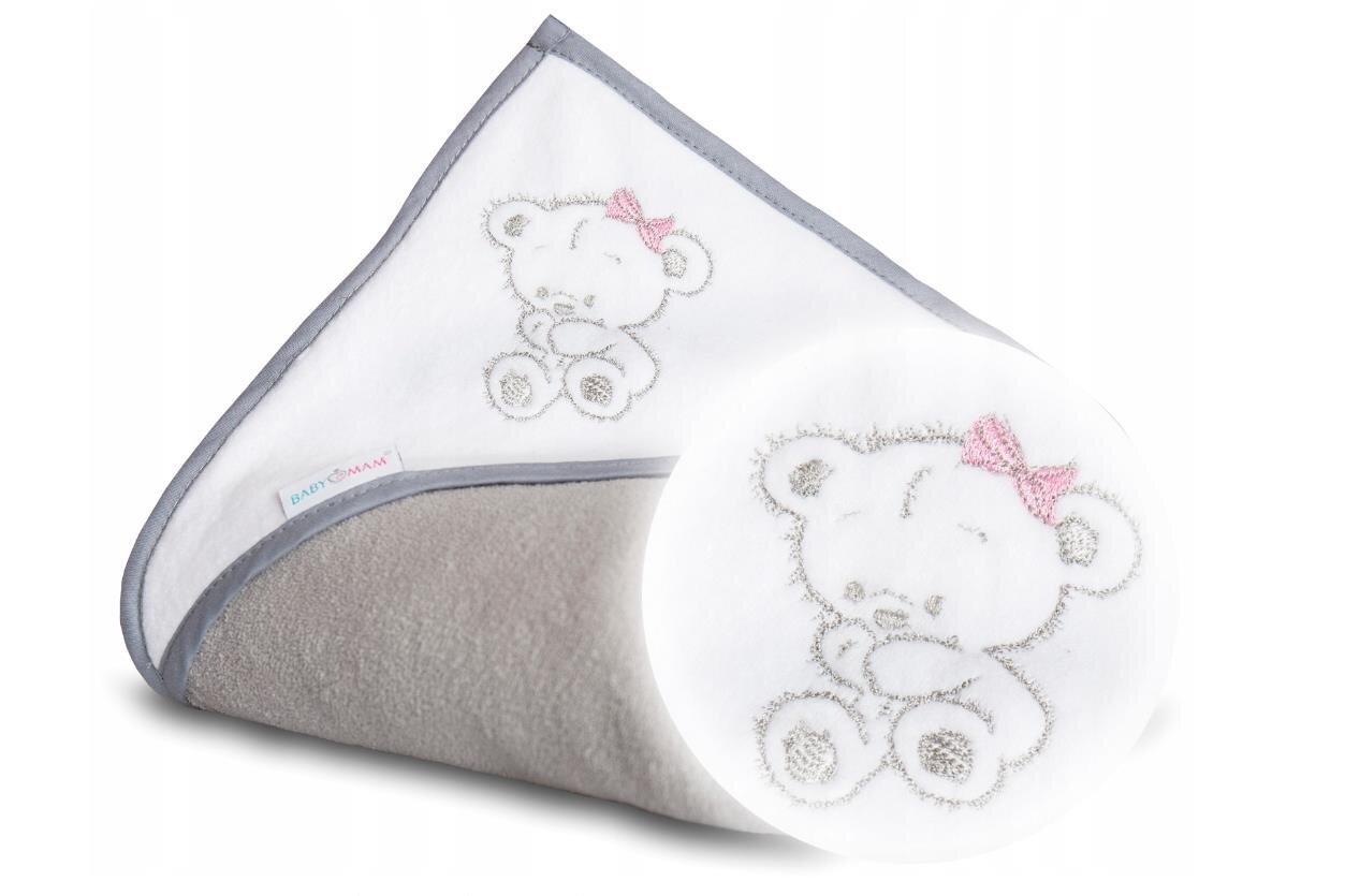 Lasten hupullinen pyyhe Babymam, 100x100 cm, harmaa hinta ja tiedot | Kylpyvälineet | hobbyhall.fi