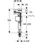 Veden täyttömekanismi Geberit 340 tyyppi 3/8", pohjaliitäntä, muoviliitäntä. 136.725.00.1 hinta ja tiedot | WC-istuimen lisätarvikkeet | hobbyhall.fi