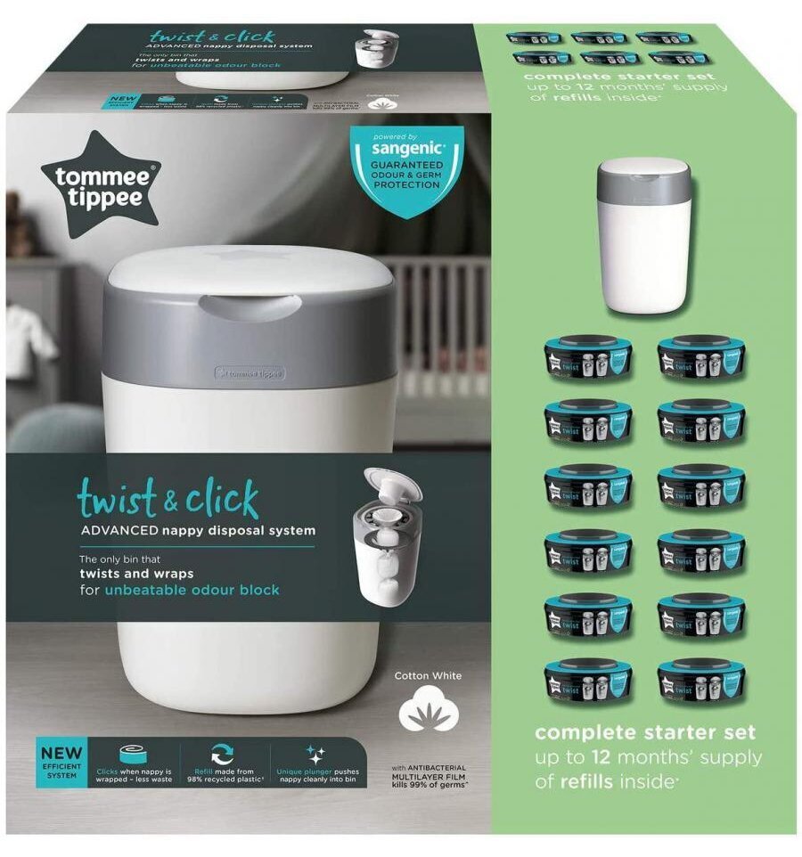 Vaippasäiliö 12 patruunalla Tommee Tippee Twist and Click andvanced hinta ja tiedot | Vaipat | hobbyhall.fi