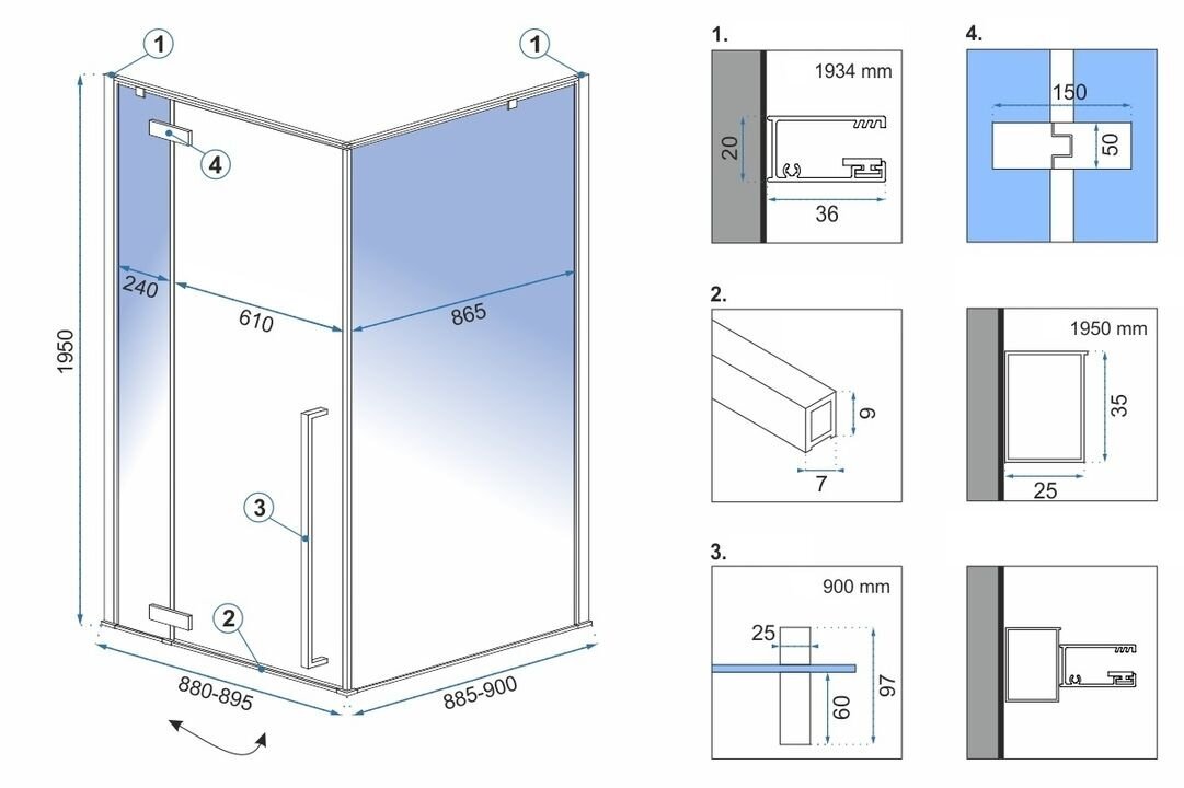 Fargo 90x90 Black Mat suihkukaappi hinta ja tiedot | Suihkukaapit ja suihkunurkat | hobbyhall.fi