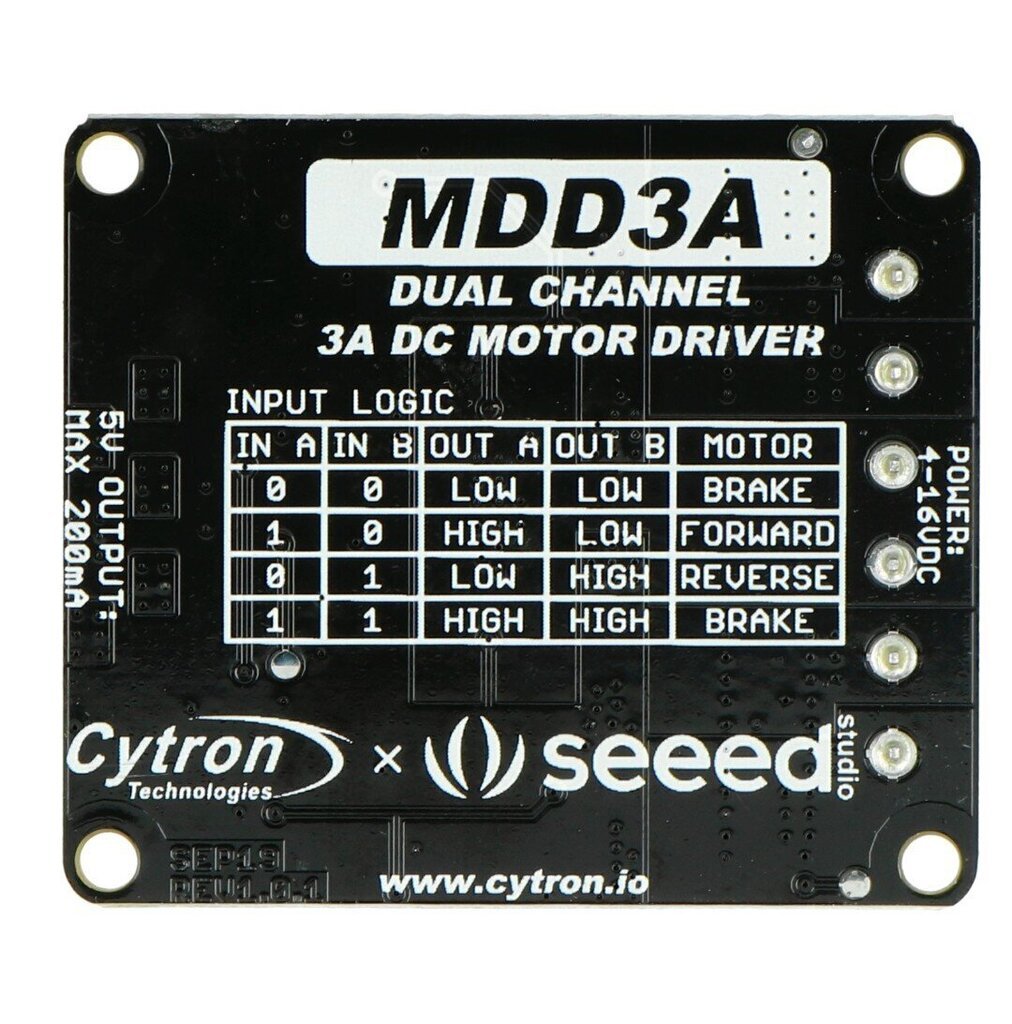 Moottoriohjain Cytron MDD3A, 16V/3A hinta ja tiedot | Ohjain- ja laajennuskortit | hobbyhall.fi