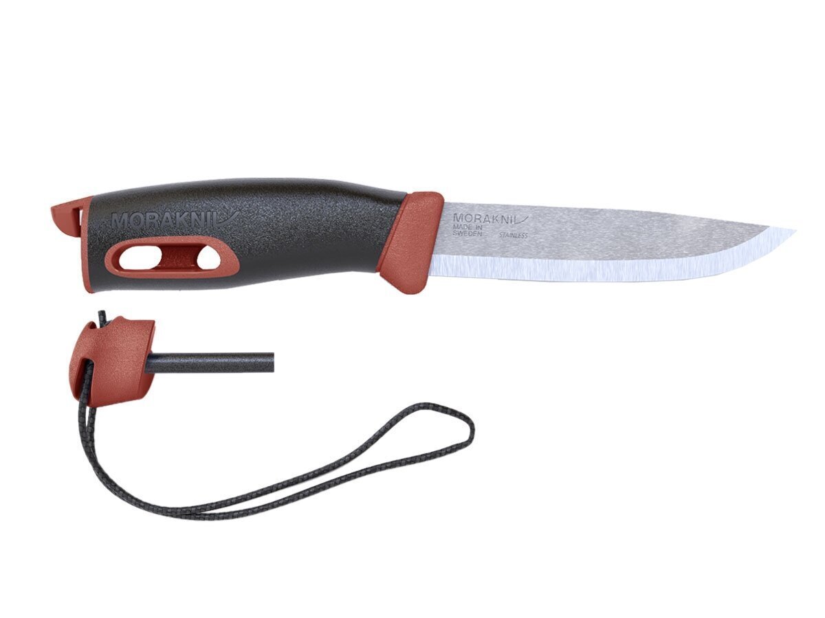 Morakniv Camping veitsi paloleikkurilla Companion kipinä, 10,4 cm, punainen hinta ja tiedot | Monitoimityökalut ja veitset retkeilyyn | hobbyhall.fi