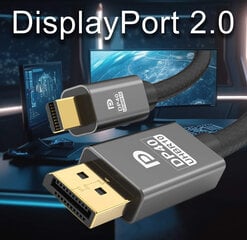 Reagle mini DisplayPort Ultra DP 2.0 8K 4K 240Hz 1M kaapeli hinta ja tiedot | Koteloiden lisätarvikkeet | hobbyhall.fi