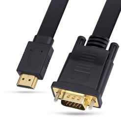 REAGLE VGA-HDMI 2M FULL HD D-SUB litteä kaapelisovitin 1080p hinta ja tiedot | Koteloiden lisätarvikkeet | hobbyhall.fi