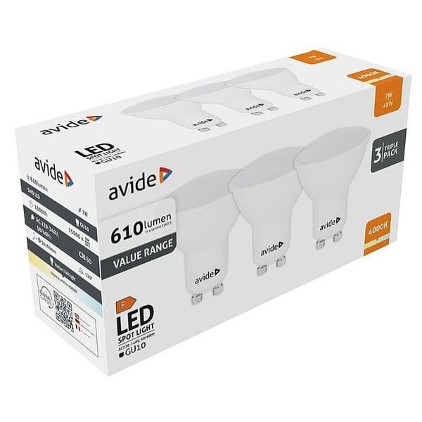 Avide LED-lamppu 7W GU10 4000K 3 kpl