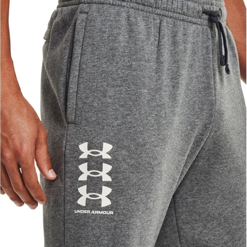 Miesten urheiluhousut Under Armour Rival Fleece 3Logo Jogger Pants M 1357 131 012, harmaa hinta ja tiedot | Miesten urheiluvaatteet | hobbyhall.fi