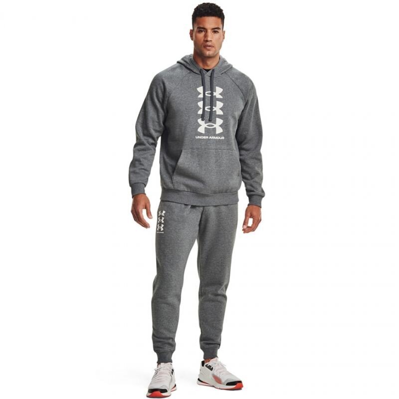 Miesten urheiluhousut Under Armour Rival Fleece 3Logo Jogger Pants M 1357 131 012, harmaa hinta ja tiedot | Miesten urheiluvaatteet | hobbyhall.fi