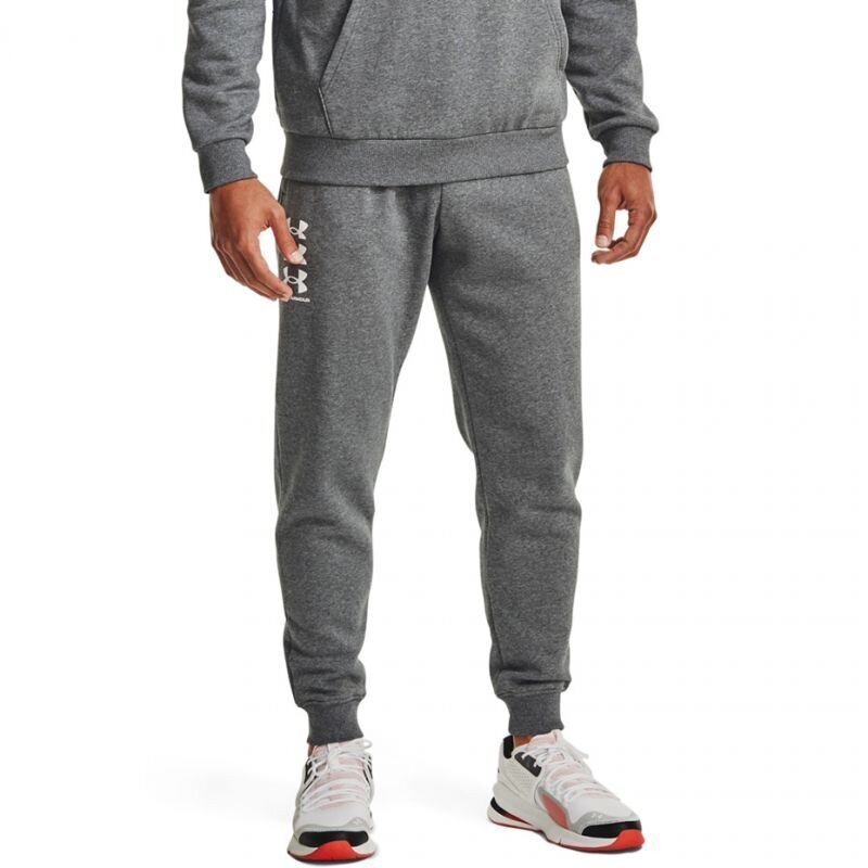 Miesten urheiluhousut Under Armour Rival Fleece 3Logo Jogger Pants M 1357 131 012, harmaa hinta ja tiedot | Miesten urheiluvaatteet | hobbyhall.fi