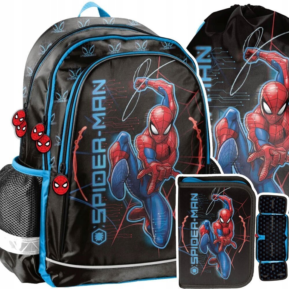 Koulureppu tarvikkeineen Paso Spiderman SP23PA-081, 3 osaa hinta ja tiedot | Koulureput ja -laukut | hobbyhall.fi