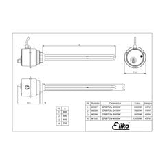 Sähkölämmitysvastus vedenlämmittimille (boilereille) Eliko 12 kW, 400 V hinta ja tiedot | Takka- ja uunitarvikkeet | hobbyhall.fi