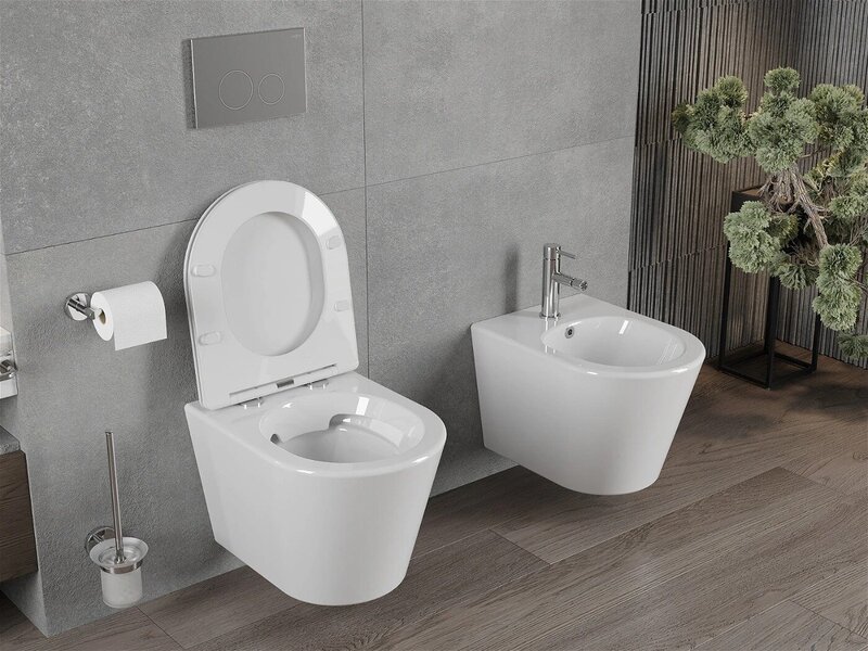 WC-istuin Mexen Rico Rimless Duroplast hitaasti laskeutuvalla kannella, White