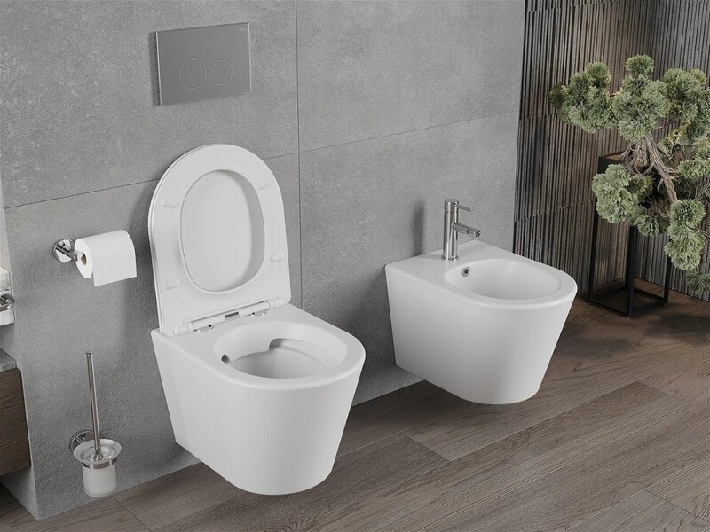 WC-istuin Mexen Rico Rimless Slim Duroplast hitaasti laskeutuvalla kannella, White