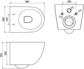 WC-istuin Mexen Lena Rimless ilman kantta, Black mat hinta ja tiedot | WC-istuimet | hobbyhall.fi