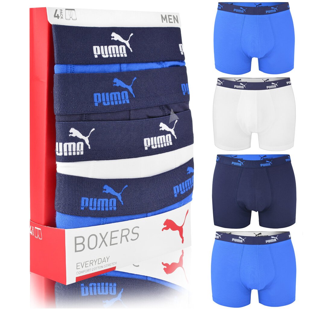 Bokserit Miesten PUMA 93805401, Puuvilla, Alusvaatteet, 4 kpl hinta ja tiedot | Miesten alushousut | hobbyhall.fi