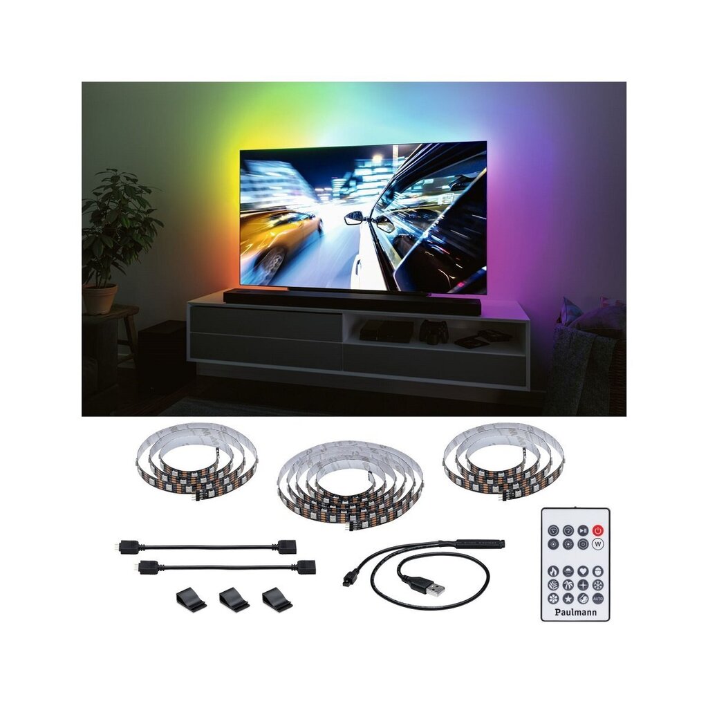 Paulmann LED USB LED TV nauhavalaistus 75 tuumaa 3,1m 5W 60LEDs/m RGB+ hinta ja tiedot | LED-valonauhat | hobbyhall.fi