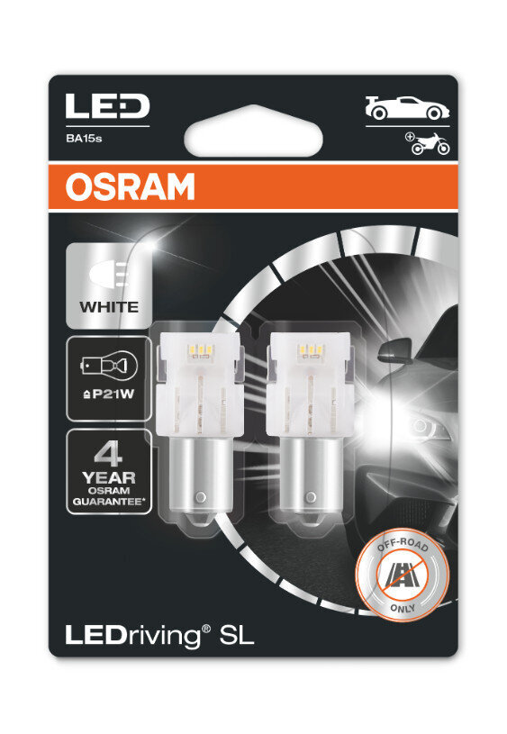 Osram valkoiset LED-polttimot, P21W 6000K, 7506DWP-02B hinta ja tiedot | Polttimot | hobbyhall.fi