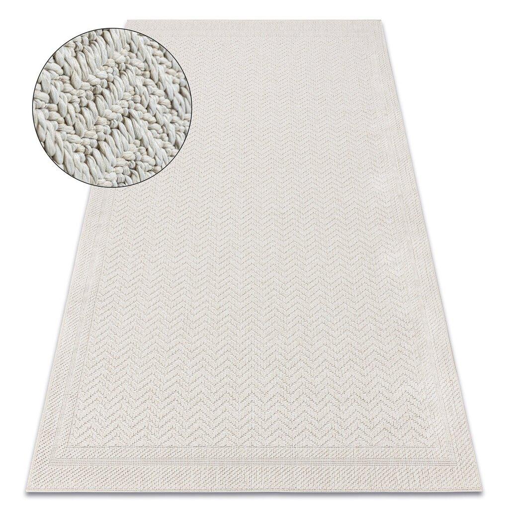 Matto ORIGI 3739 kerma - Kehys, kalanruoto litteä SISAL - beige hinta ja tiedot | Isot matot | hobbyhall.fi