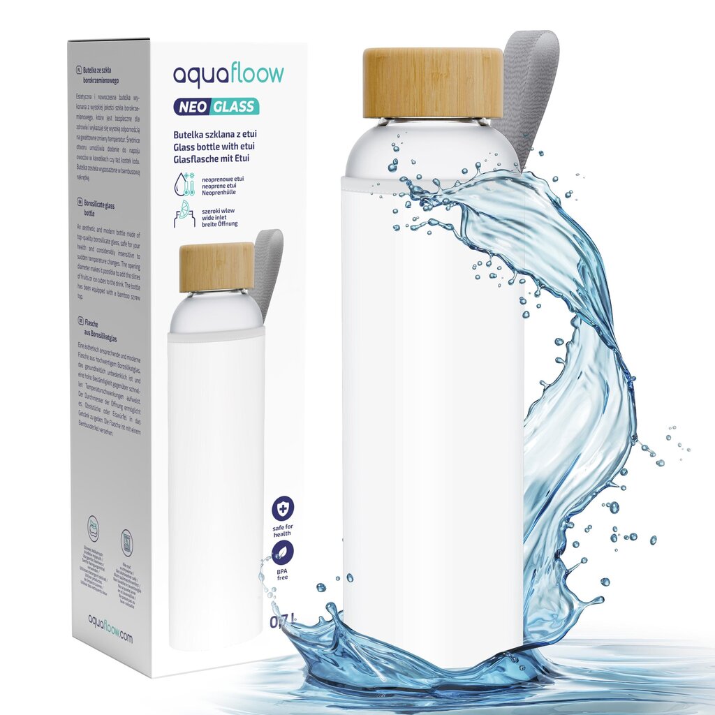 Juomapullo Aquafloow NeoGlass, 700ml hinta ja tiedot | Juomapullot | hobbyhall.fi