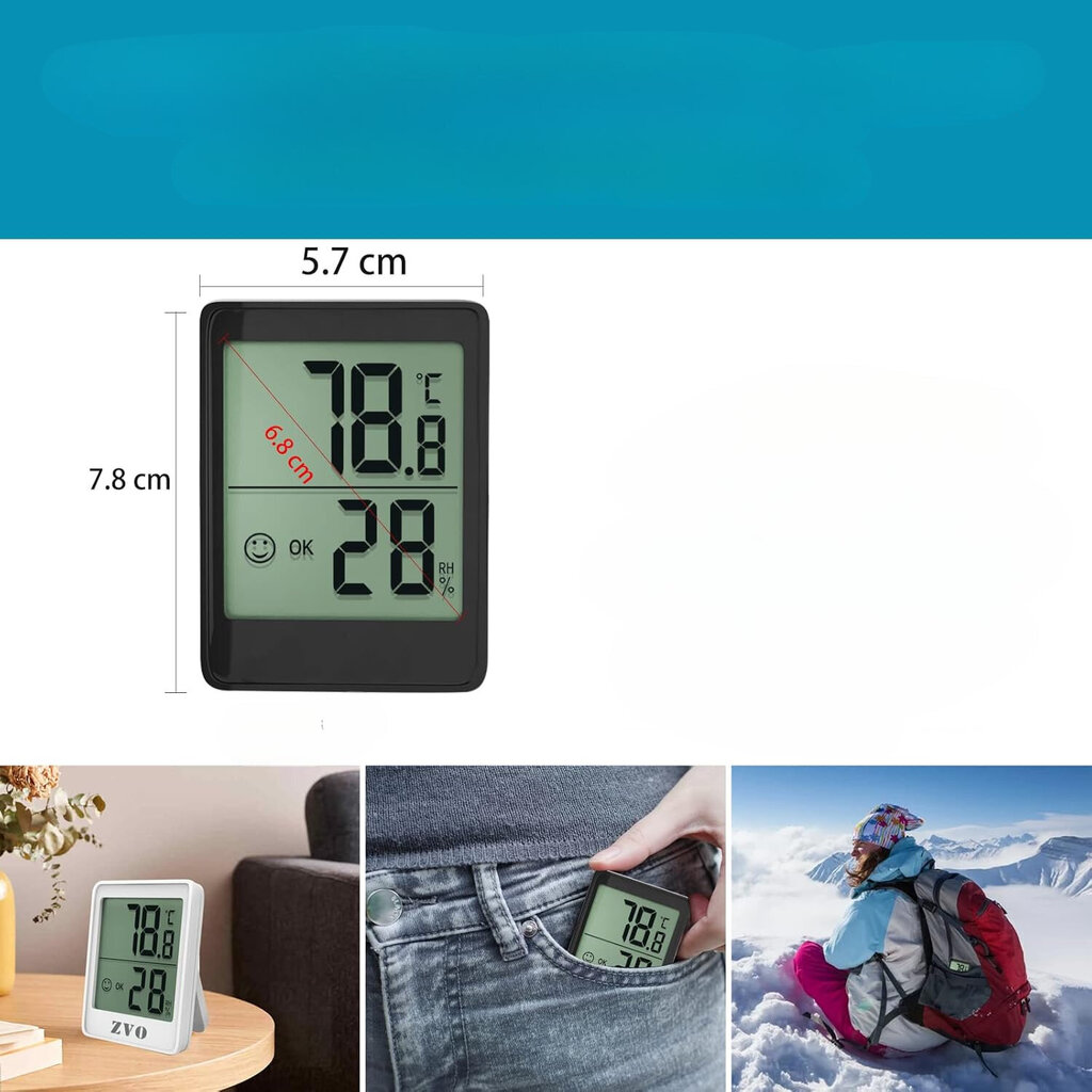 ZVO Digitaalinen ilman lämpötilan ja kosteuden mittari musta hinta ja tiedot | Mittarit ja mittalaitteet | hobbyhall.fi