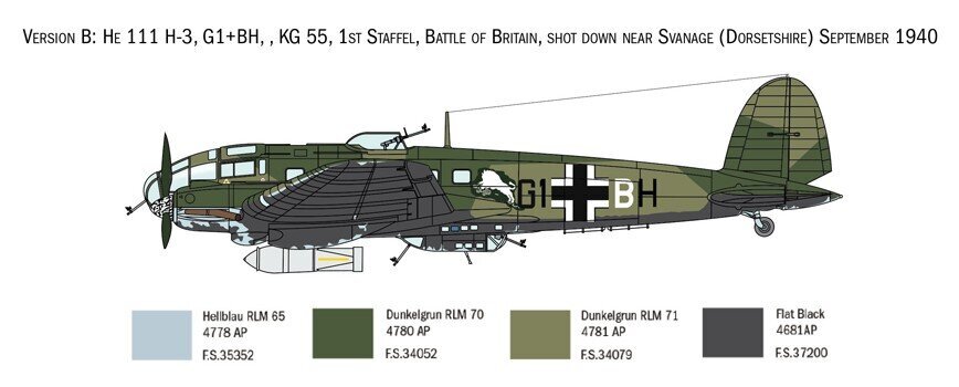 Italeri muovimalli Heinkel He 111H Battle of Britain 80. hinta ja tiedot | Pienoismallit | hobbyhall.fi