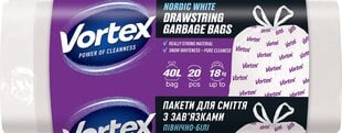 Roskasäkit nauhoilla Vortex North white 55х57 40L / 20 kpl hinta ja tiedot | Roskapussit | hobbyhall.fi